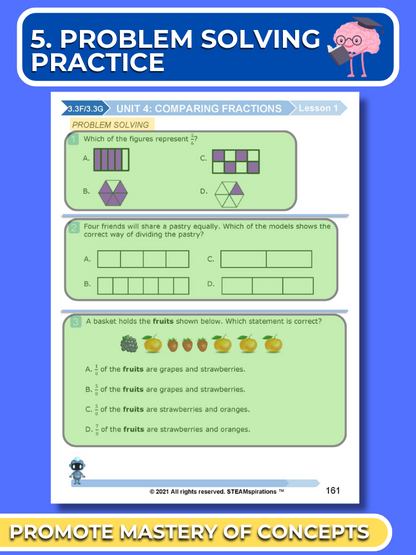 Mathtastico! 3rd Grade Math Bundle Unit 4 Comparing Fractions - E-Book