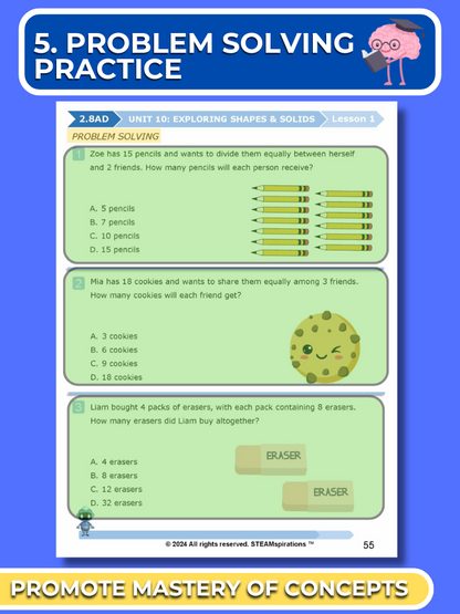 Mathtastico! 2nd Grade Math Bundle Unit 10 Exploring Shapes & Solids - E-Book