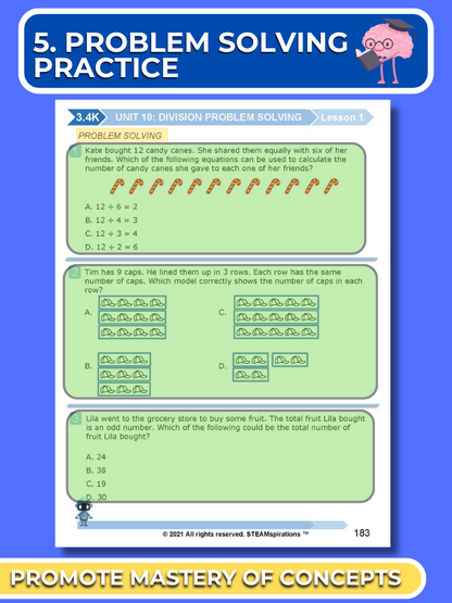 Mathtastico! 3rd Grade Math Bundle Unit 10 (Division Problem Solving) - E-Book