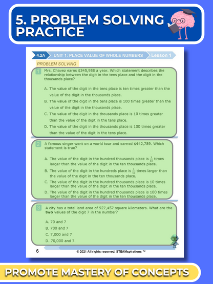 Mathtastico! 4th Grade Math Bundle Unit 1 Place Value of Whole Numbers - E-Book