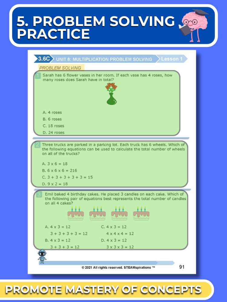 Mathtastico! 3rd Grade Math Bundle Unit 8 Multiplication Problem Solving - E-Book