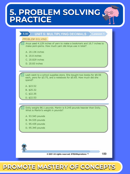 Mathtastico! 5th Grade Math Bundle Unit 5 Multiplying Decimals - E-Book