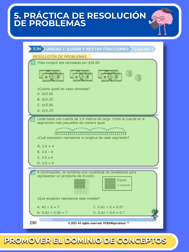 ¡Mathtástico! 5to Grado Unidad 7: SUMAR Y RESTAR FRACCIONES - Libro Electrónico