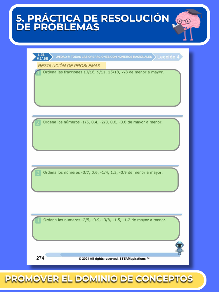 ¡Mathtástico! 6to Grado Unidad 5: Todas las Operaciones con Números Racionales - Libro Electrónico