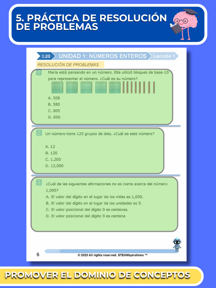 ¡Mathtástico! Paquete de Matemáticas de 3er Grado Unidad 1: NÚMEROS ENTEROS - Libro Electrónico