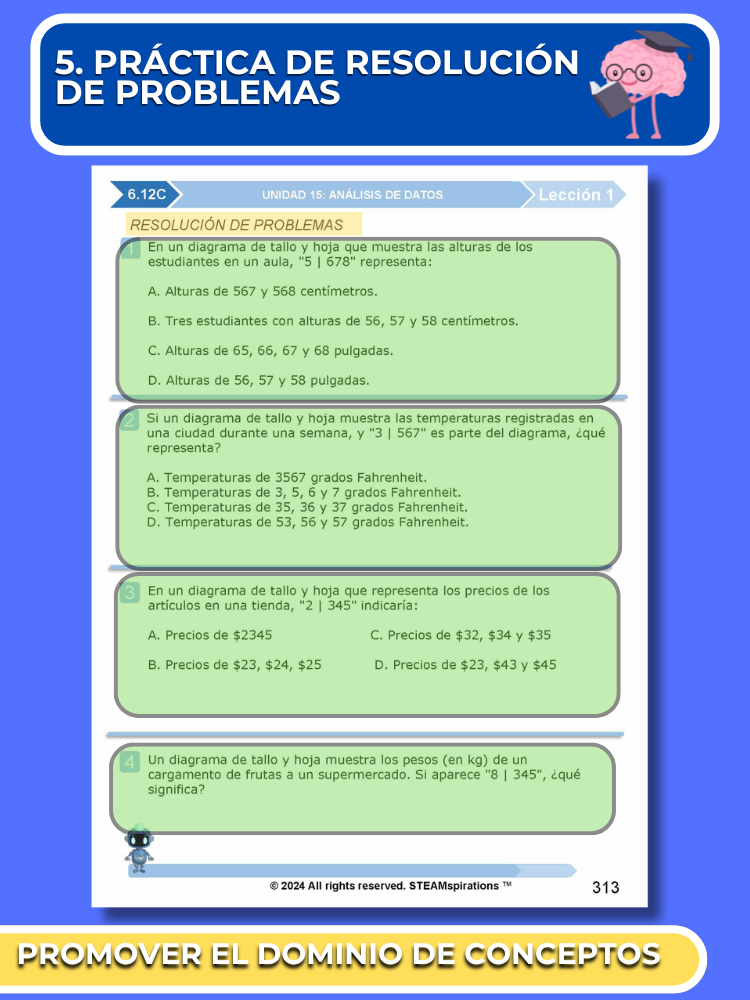 ¡Mathtástico! 6to Grado Unidad 15: Análisis De Datos- Libro Electrónico