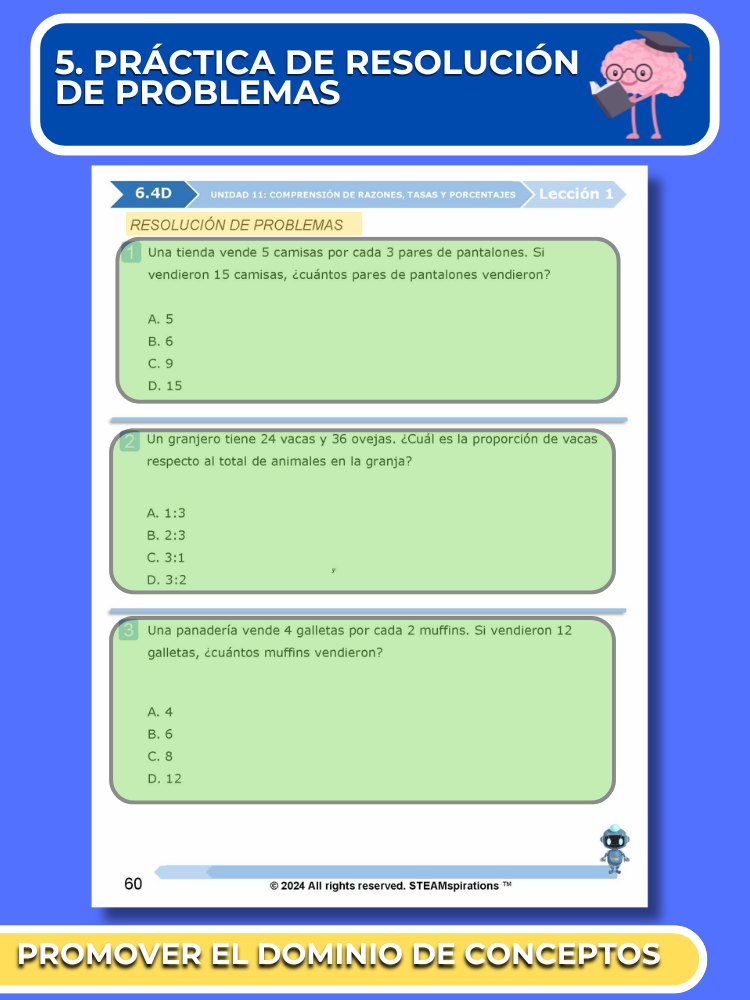 ¡Mathtástico! 6to Grado Unidad 11: Entendiendo Razones, Tasas y Porcentajes- Libro Electrónico