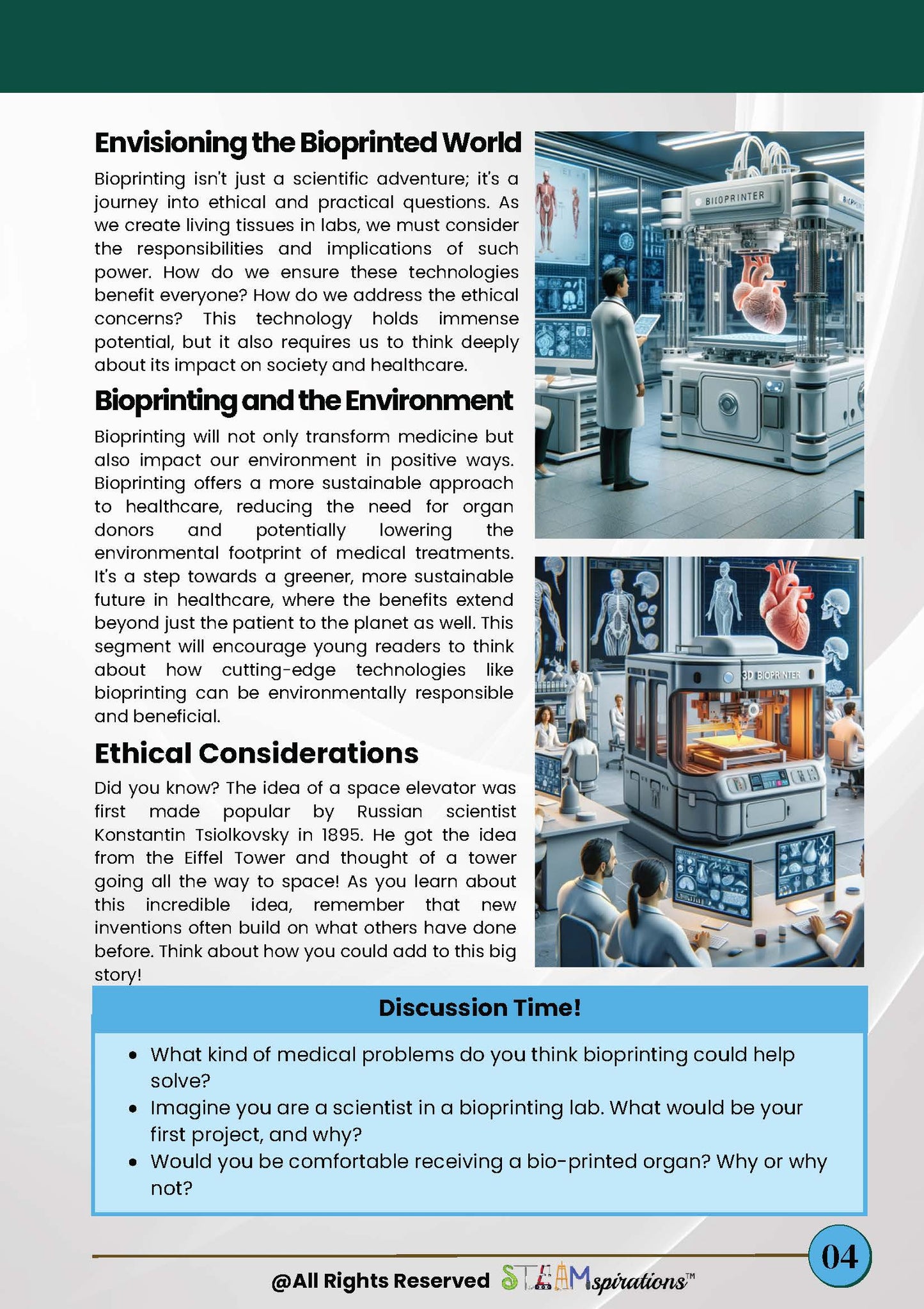 Bioprinting Exploration: Integrating Science and Creativity for 5th Graders