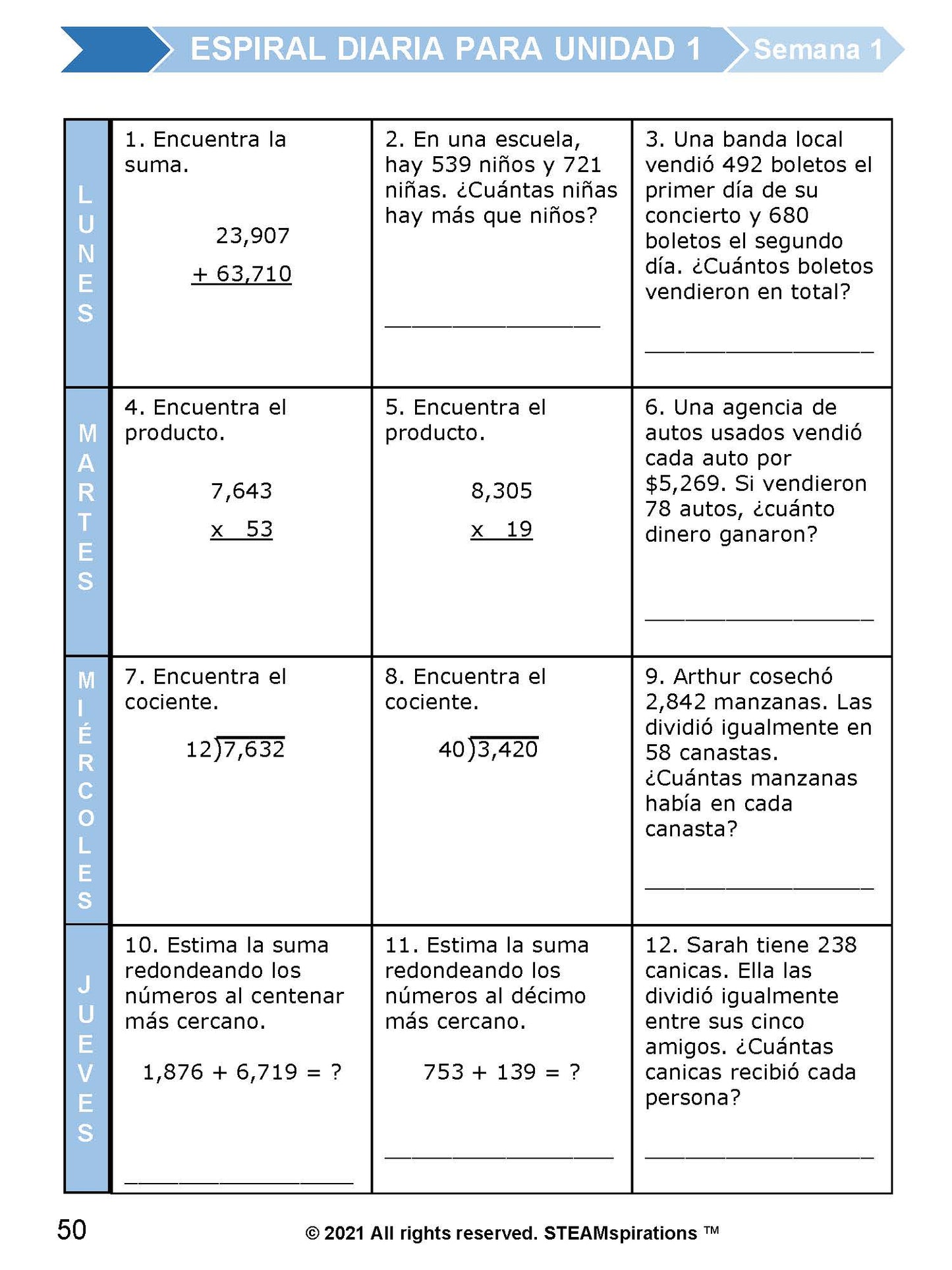 ¡Mathtástico! 5to Grado Unidad 2: SIMPLIFICACIÓN DE EXPRESIONES Y RESOLUCIÓN DE PROBLEMAS - Libro Electrónico