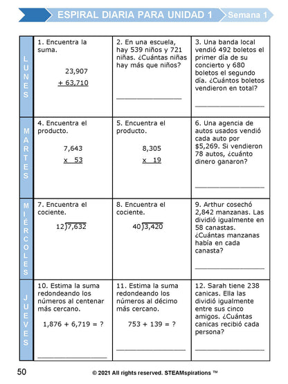 ¡Mathtástico! 5to Grado Unidad 2: SIMPLIFICACIÓN DE EXPRESIONES Y RESOLUCIÓN DE PROBLEMAS - Libro Electrónico