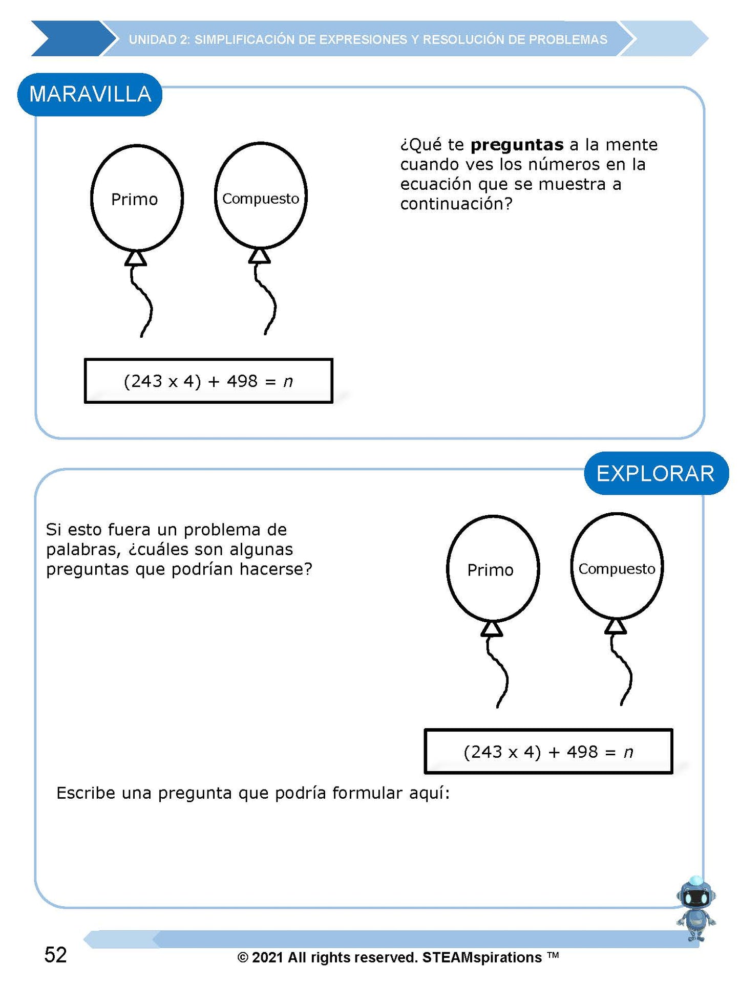 ¡Mathtástico! 5to Grado Unidad 2: SIMPLIFICACIÓN DE EXPRESIONES Y RESOLUCIÓN DE PROBLEMAS - Libro Electrónico