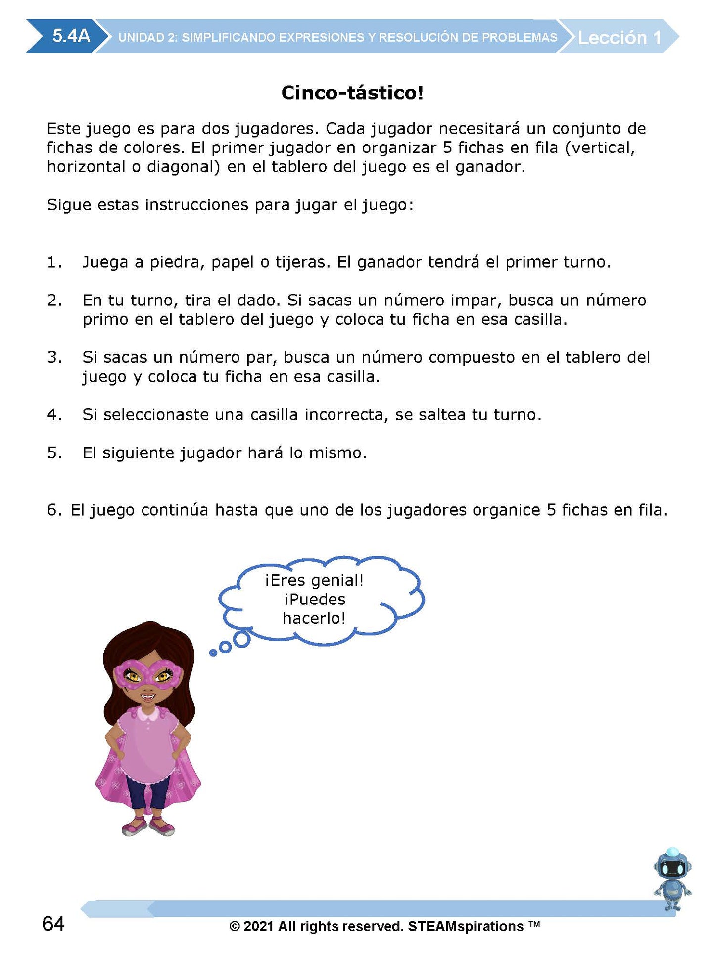 ¡Mathtástico! 5to Grado Unidad 2: SIMPLIFICACIÓN DE EXPRESIONES Y RESOLUCIÓN DE PROBLEMAS - Libro Electrónico