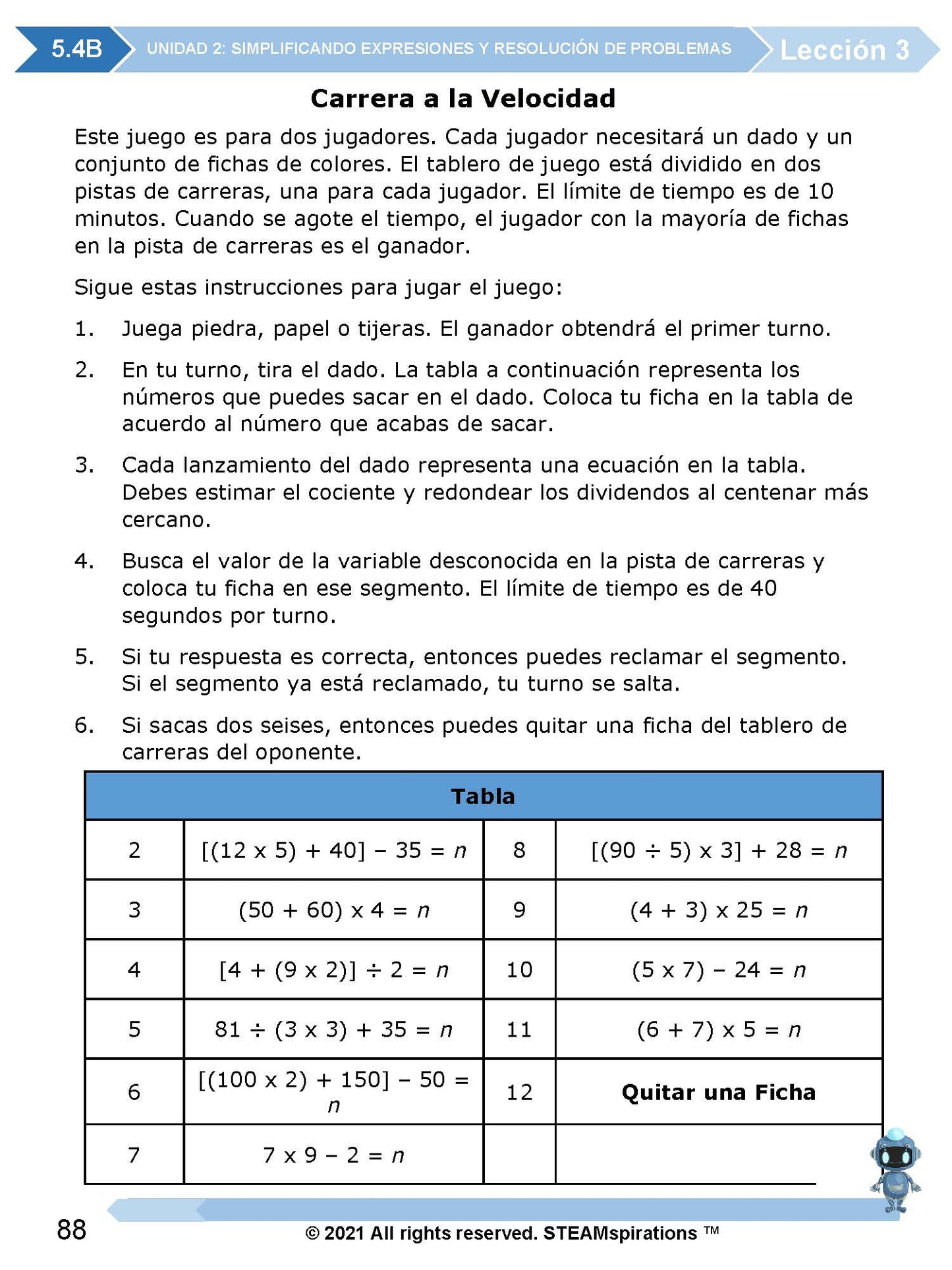 ¡Mathtástico! 5to Grado Unidad 2: SIMPLIFICACIÓN DE EXPRESIONES Y RESOLUCIÓN DE PROBLEMAS - Libro Electrónico