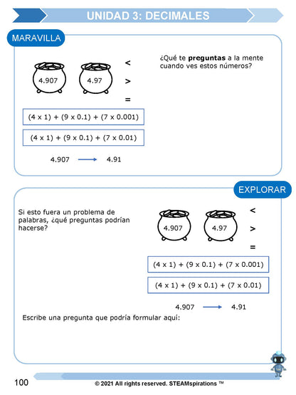 ¡Mathtástico! Paquete de Matemáticas de 5to Grado Unidad 3: DECIMALES - Libro Electrónico