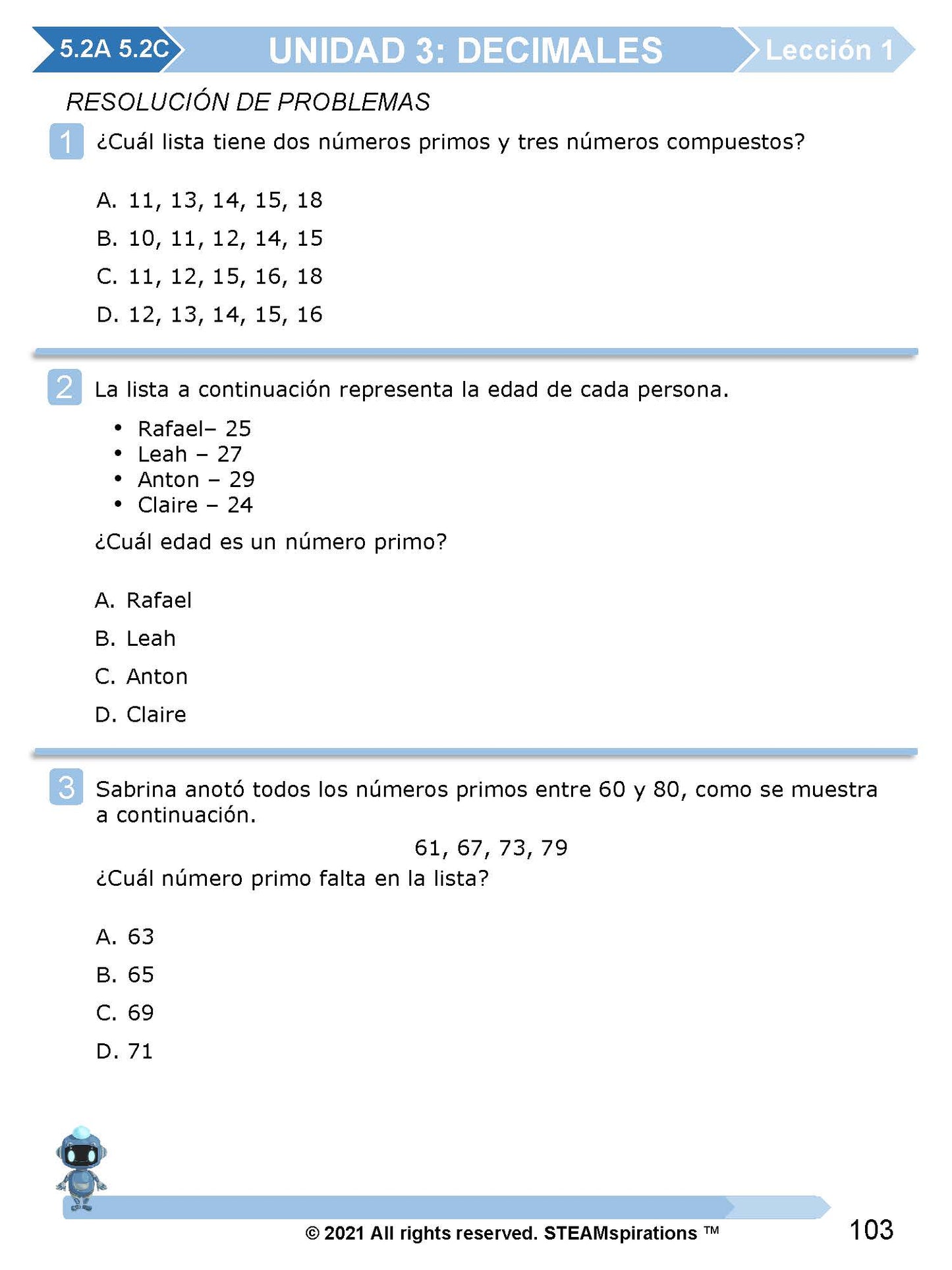 ¡Mathtástico! Paquete de Matemáticas de 5to Grado Unidad 3: DECIMALES - Libro Electrónico