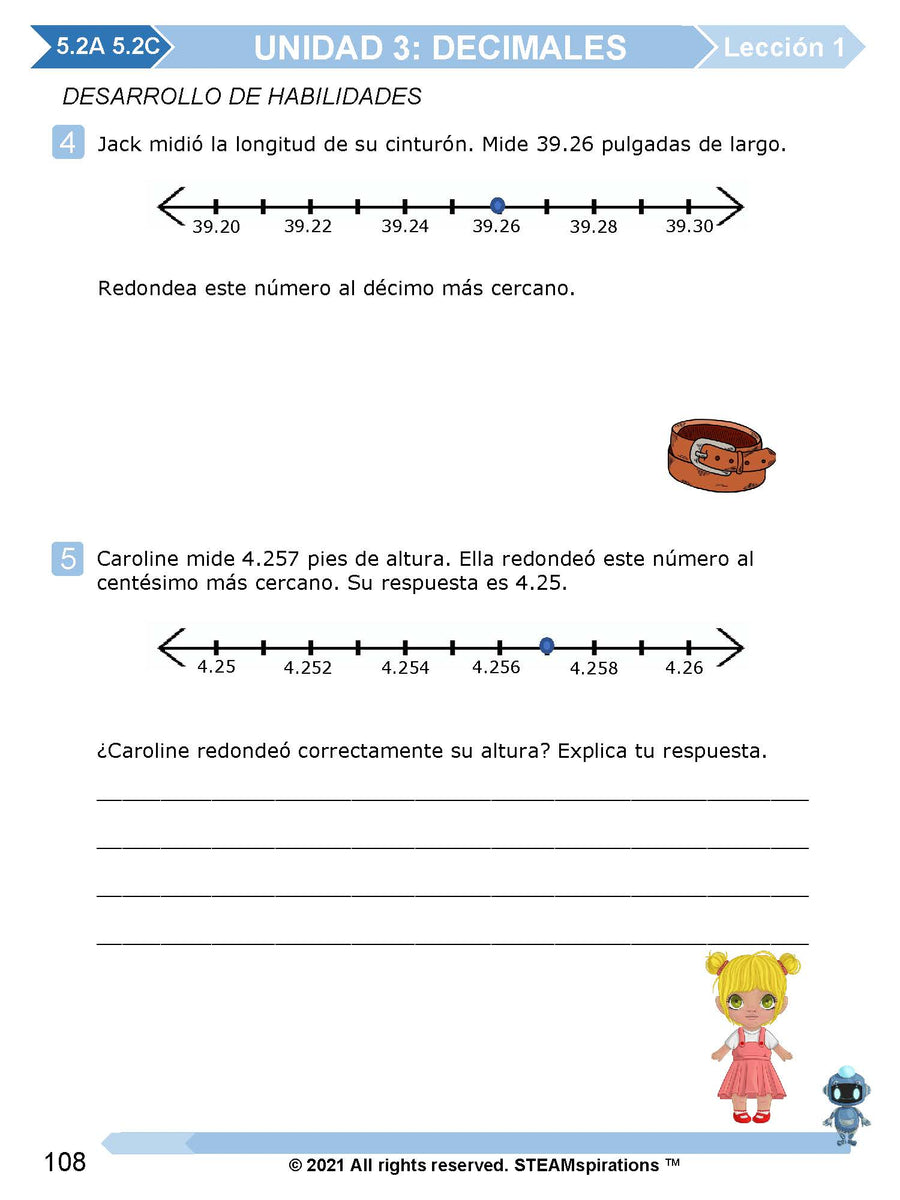 Página real de Mathtástico en español: Redondear y explicar