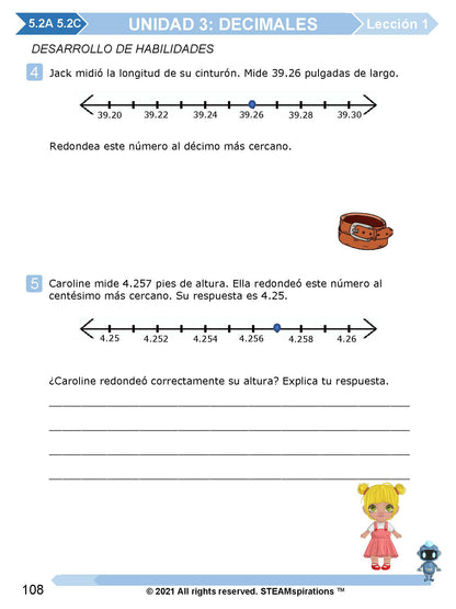 ¡Mathtástico! Paquete de Matemáticas de 5to Grado Unidad 3: DECIMALES - Libro Electrónico