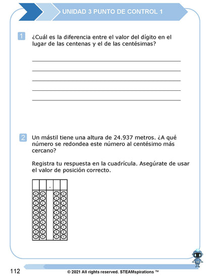 ¡Mathtástico! Paquete de Matemáticas de 5to Grado Unidad 3: DECIMALES - Libro Electrónico