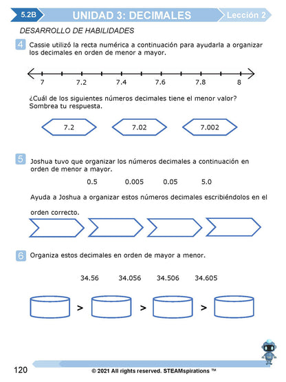 ¡Mathtástico! Paquete de Matemáticas de 5to Grado Unidad 3: DECIMALES - Libro Electrónico