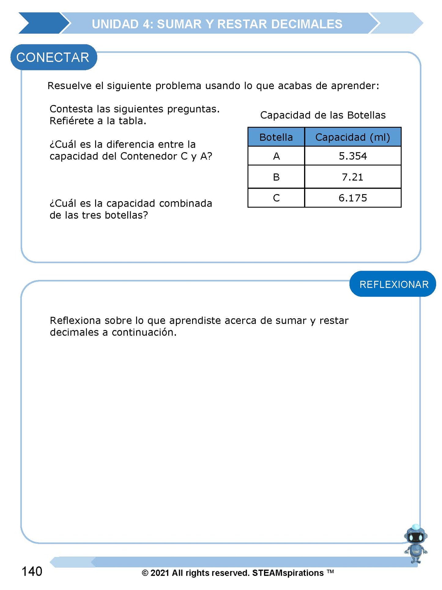 ¡Mathtástico! 5to Grado Unidad 4: SUMAR Y RESTAR DECIMALES - Libro Electrónico