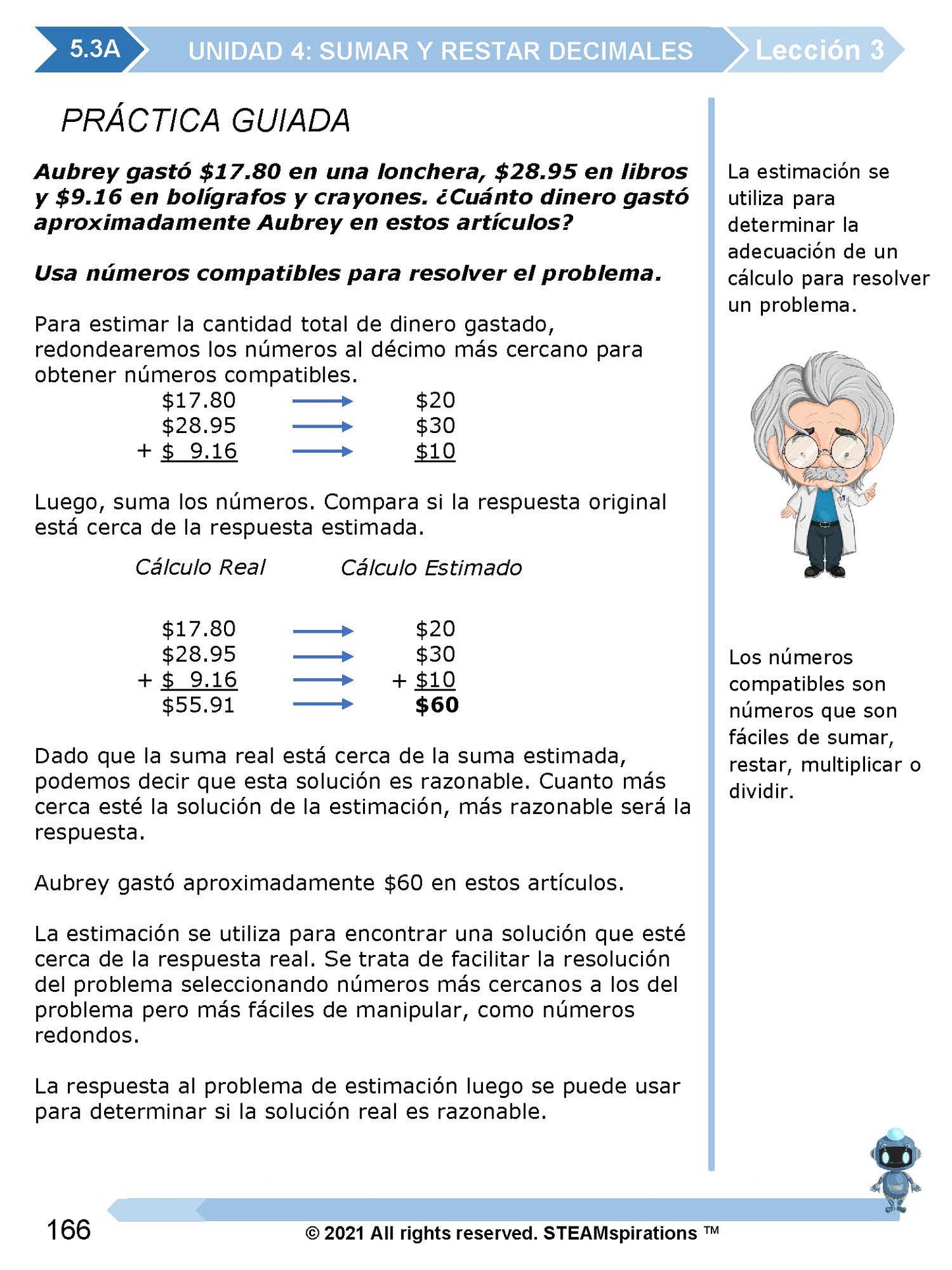 ¡Mathtástico! 5to Grado Unidad 4: SUMAR Y RESTAR DECIMALES - Libro Electrónico