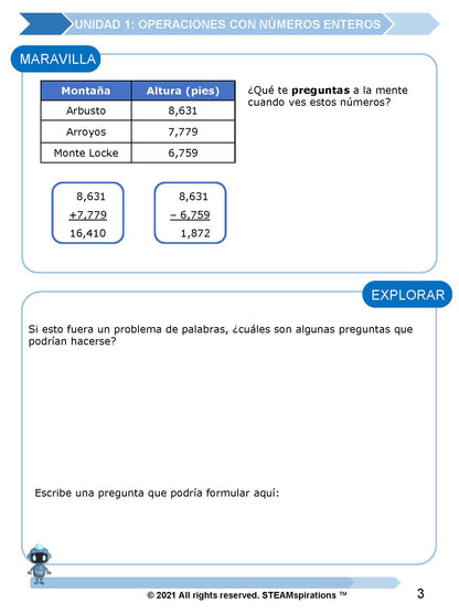 ¡Mathtástico! 5to Grado Unidad 1: OPERACIONES CON NÚMEROS ENTEROS - Libro Electrónico