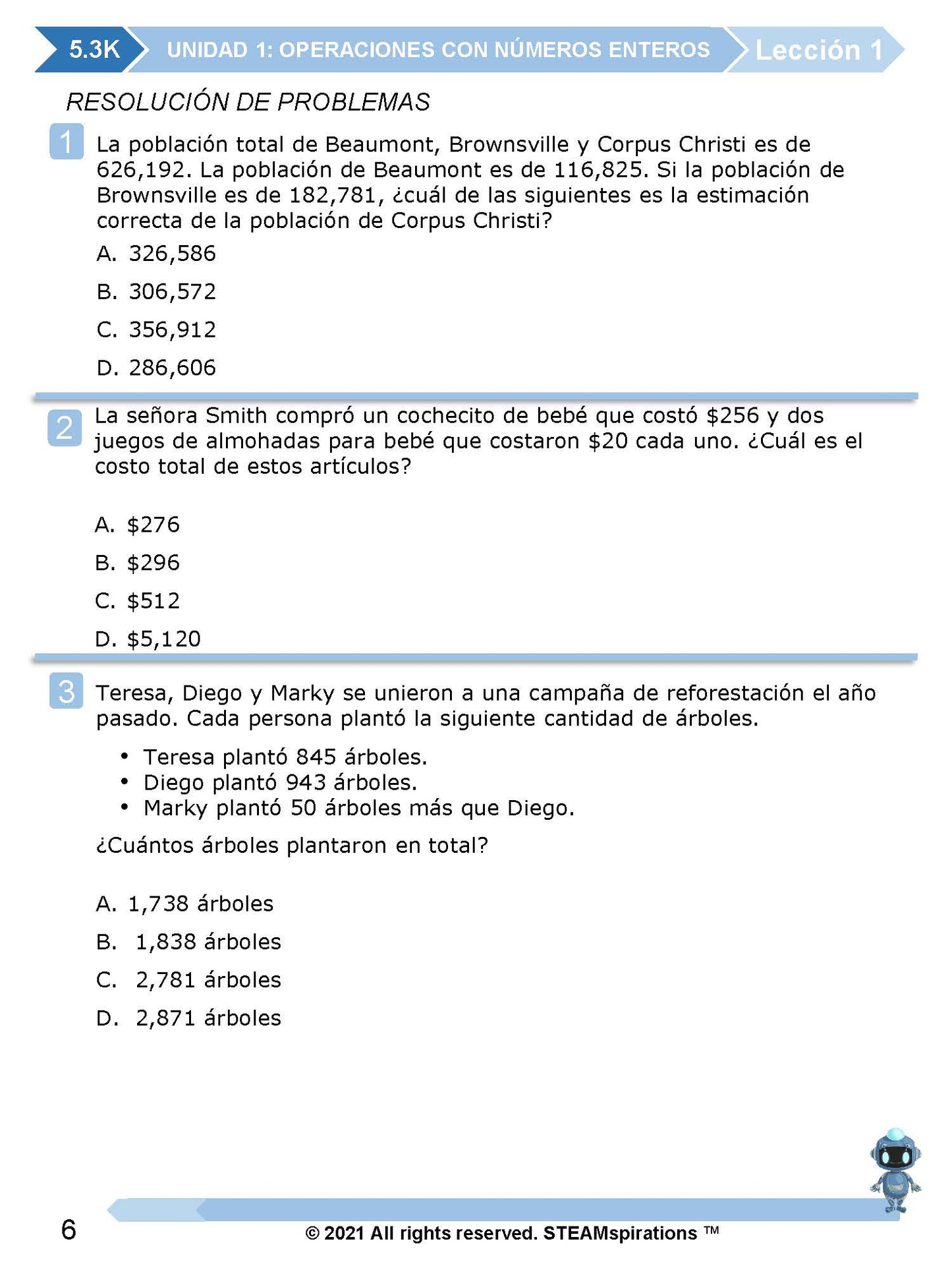 ¡Mathtástico! 5to Grado Unidad 1: OPERACIONES CON NÚMEROS ENTEROS - Libro Electrónico