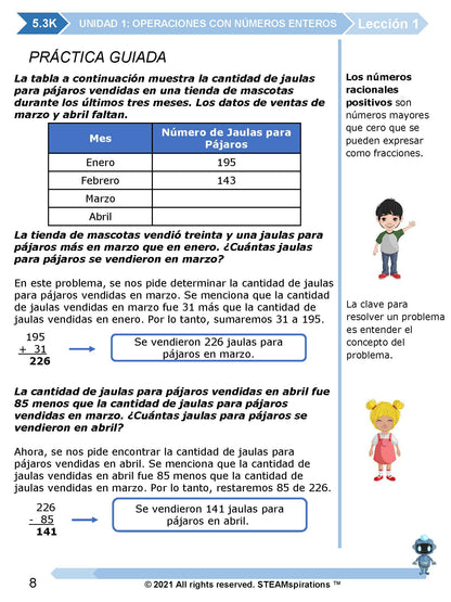 ¡Mathtástico! 5to Grado Unidad 1: OPERACIONES CON NÚMEROS ENTEROS - Libro Electrónico