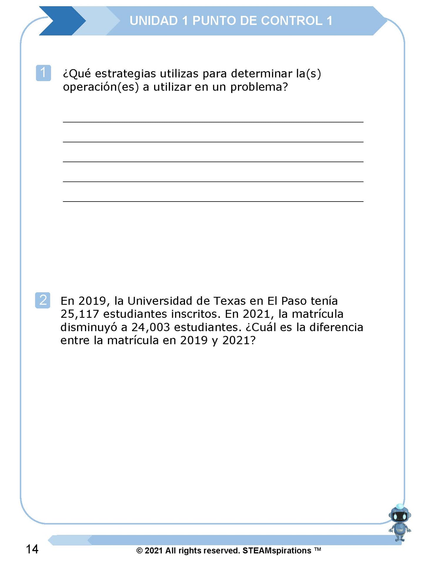 ¡Mathtástico! 5to Grado Unidad 1: OPERACIONES CON NÚMEROS ENTEROS - Libro Electrónico