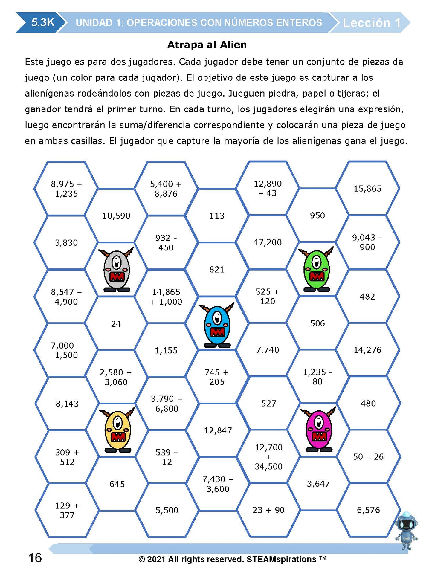 ¡Mathtástico! 5to Grado Unidad 1: OPERACIONES CON NÚMEROS ENTEROS - Libro Electrónico