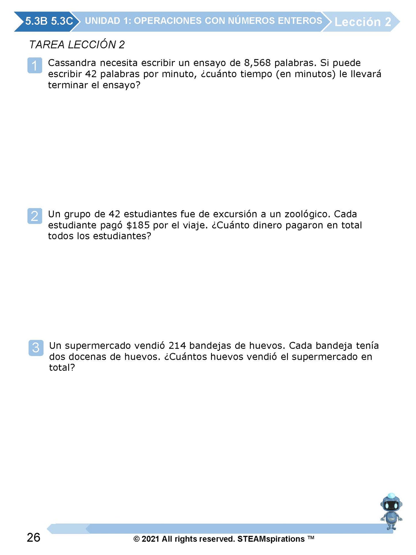 ¡Mathtástico! 5to Grado Unidad 1: OPERACIONES CON NÚMEROS ENTEROS - Libro Electrónico