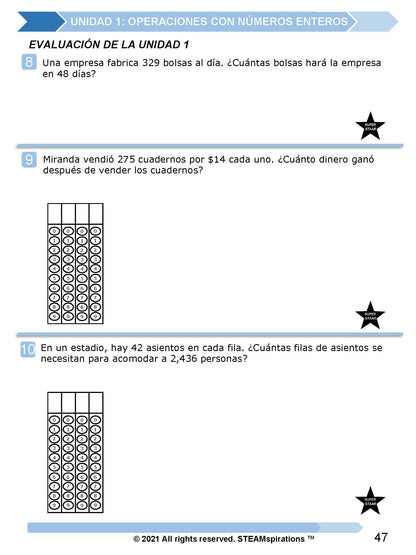 ¡Mathtástico! 5to Grado Unidad 1: OPERACIONES CON NÚMEROS ENTEROS - Libro Electrónico