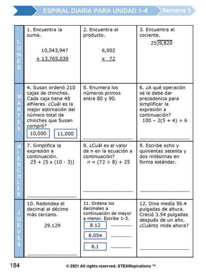 ¡Mathtástico! 5to Grado Unidad 5: MULTIPLICANDO DECIMALES - Libro Electrónico