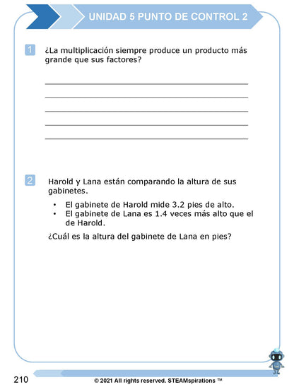 ¡Mathtástico! 5to Grado Unidad 5: MULTIPLICANDO DECIMALES - Libro Electrónico