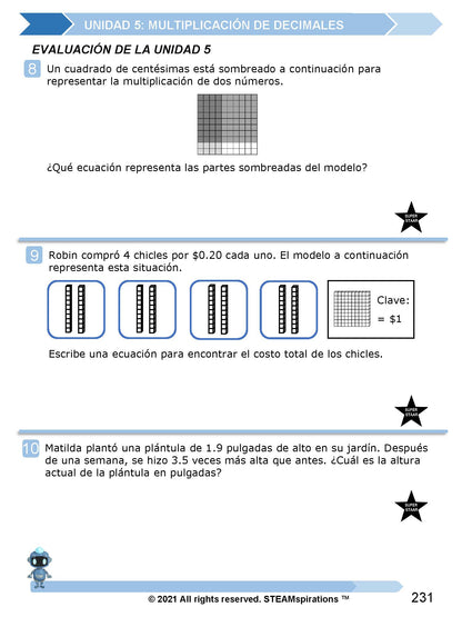 ¡Mathtástico! 5to Grado Unidad 5: MULTIPLICANDO DECIMALES - Libro Electrónico