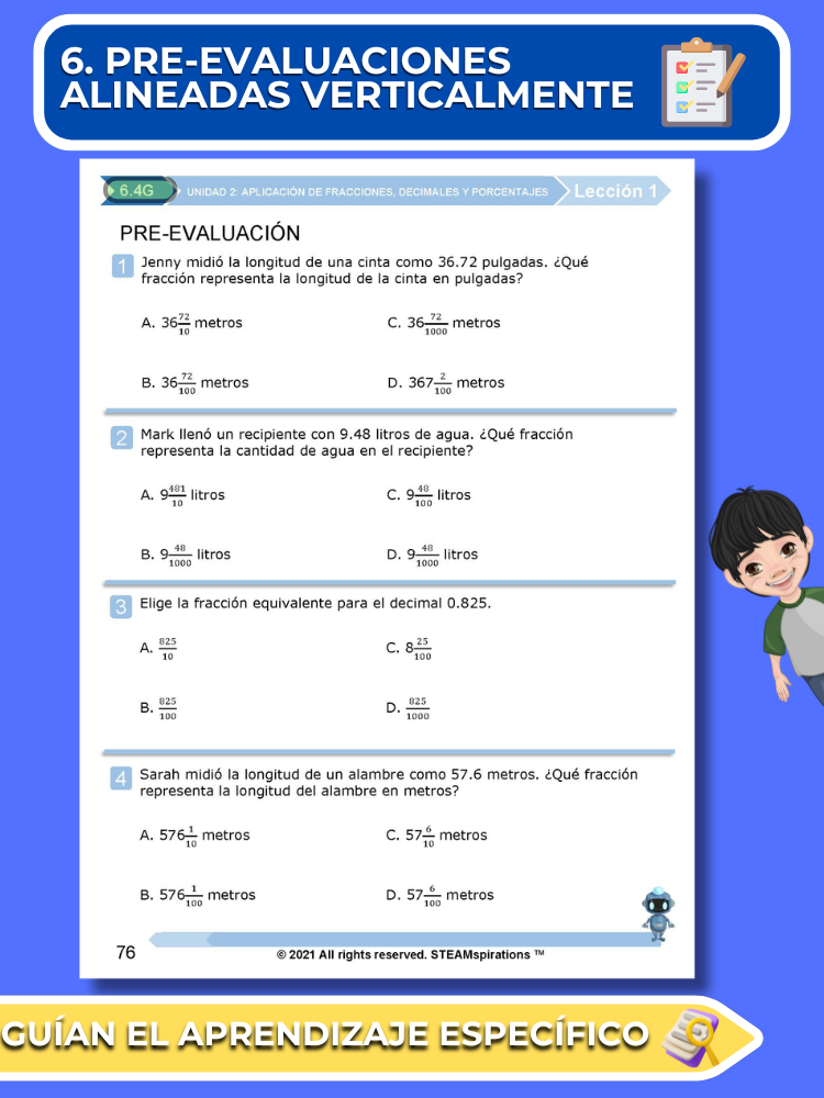 ¡Mathtástico! 6to Grado Unidad 10: Dominar Razones y Tasas - Libro Electrónico