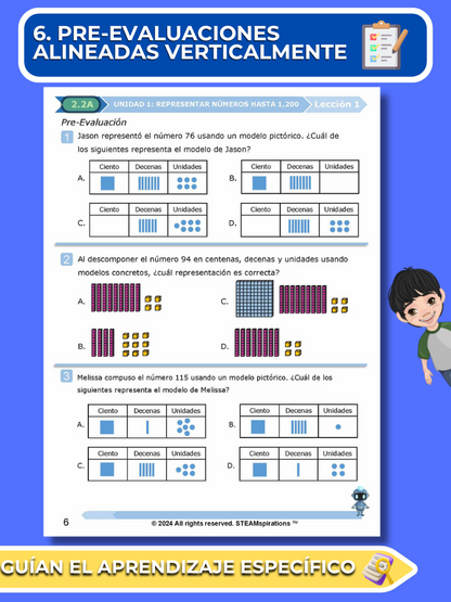 ¡Mathtástico! 2do Grado Unidad 1: Representación De Números Hasta 1,200 - Libro Electrónico