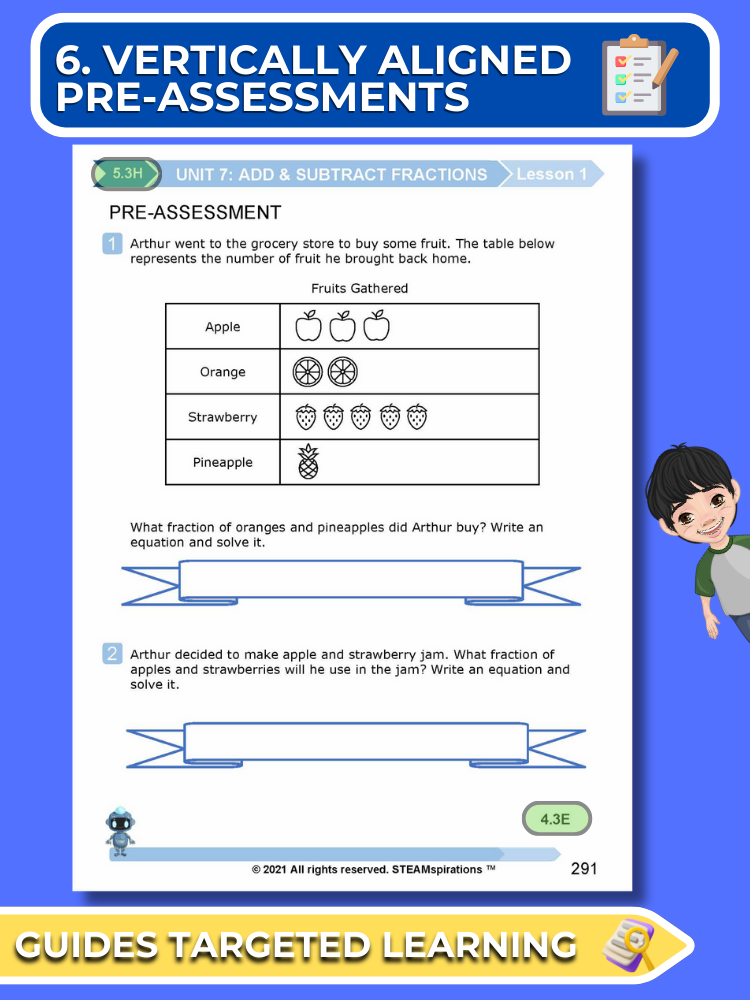 Mathtastico! 5th Grade Math Bundle Unit 7 Add & Subtract Fractions - E-Book