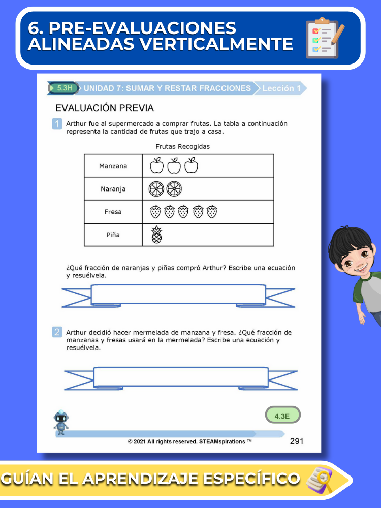 ¡Mathtástico! 5to Grado Unidad 7: SUMAR Y RESTAR FRACCIONES - Libro Electrónico