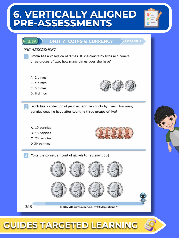 Mathtastico! 2nd Grade Math Bundle Unit 7 Coins & Currency - E-Book