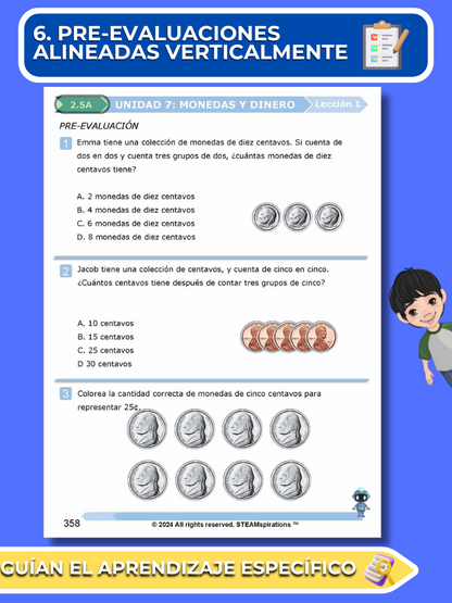 ¡Mathtástico! 2do Grado Unidad 7: Monedas y Dinero - Libro Electrónico