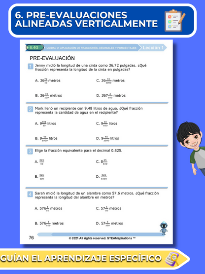 ¡Mathtástico! 6to Grado Unidad 2: Aplicación de Fracciones, Decimales y Porcentajes - Libro Electrónico