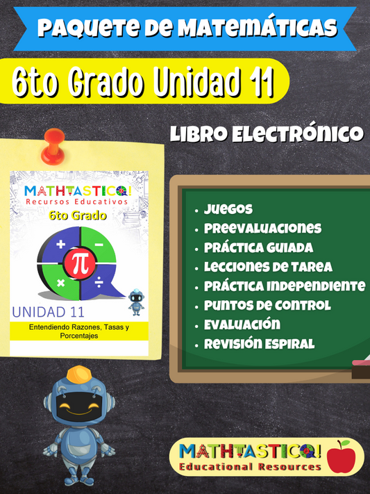 ¡Mathtástico! 6to Grado Unidad 11: Entendiendo Razones, Tasas y Porcentajes- Libro Electrónico