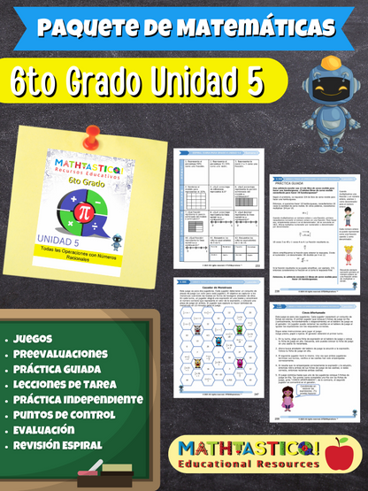 ¡Mathtástico! 6to Grado Unidad 5: Todas las Operaciones con Números Racionales - Libro Electrónico