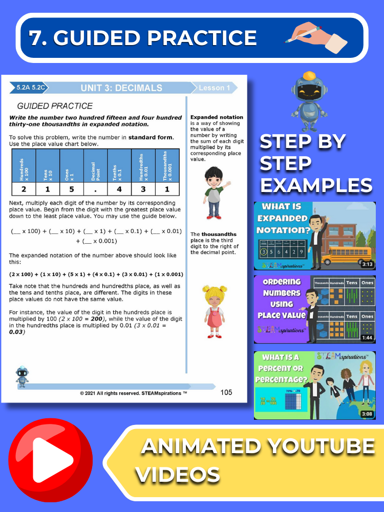 Mathtastico! 5th Grade Math Bundle Unit 3 Decimals - E-Book