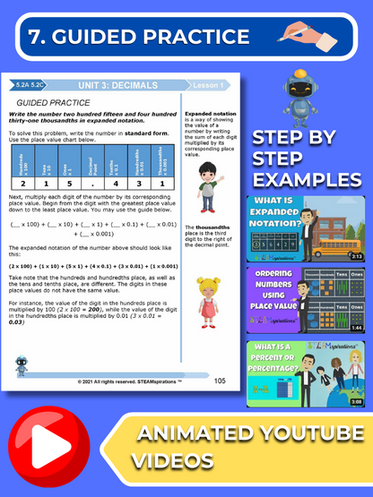 Mathtastico! 5th Grade Math Bundle Unit 3 Decimals - E-Book