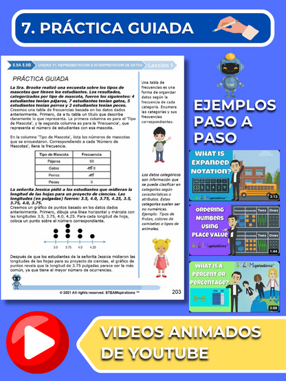 ¡Mathtástico! 5to Grado Unidad 11: REPRESENTACIÓN E INTERPRETACIÓN DE DATOS - Libro Electrónico