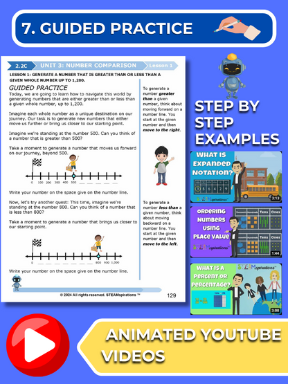 Mathtastico! 2nd Grade Math Bundle Unit 3 Number Comparisons - E-Book