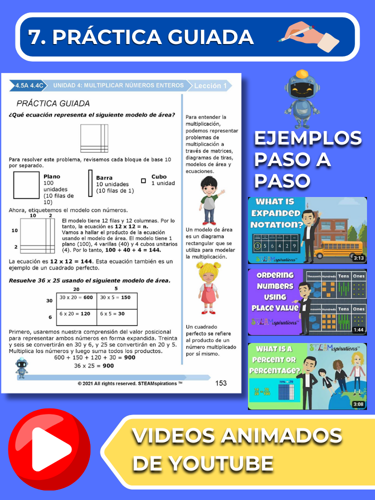 ¡Mathtástico! 4to Grado Unidad 4: MULTIPLICAR NÚMEROS ENTEROS - Libro Electrónico