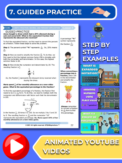 Mathtastico! 6th Grade Math Bundle Unit 2 Fraction, Decimal and Percent Application - E-Book